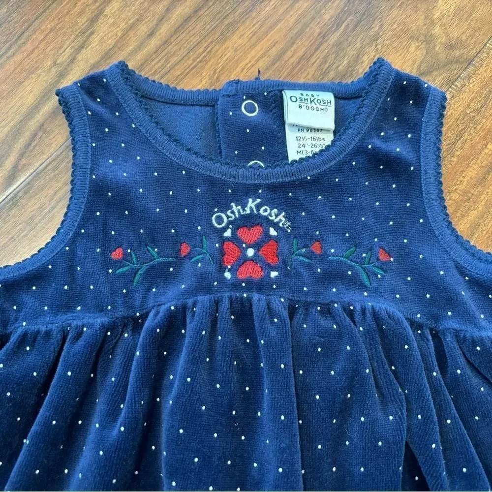 Osh Kosh B’Gosh Baby vintage velour polka dot sleeveless dress
